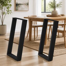U-Shaped Steel Dining Table Legs, 60x72-73cm, Set of 2