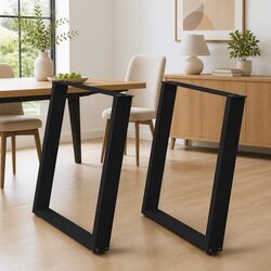 Heavy-Duty U-Shaped Dining Table Legs in Black Steel