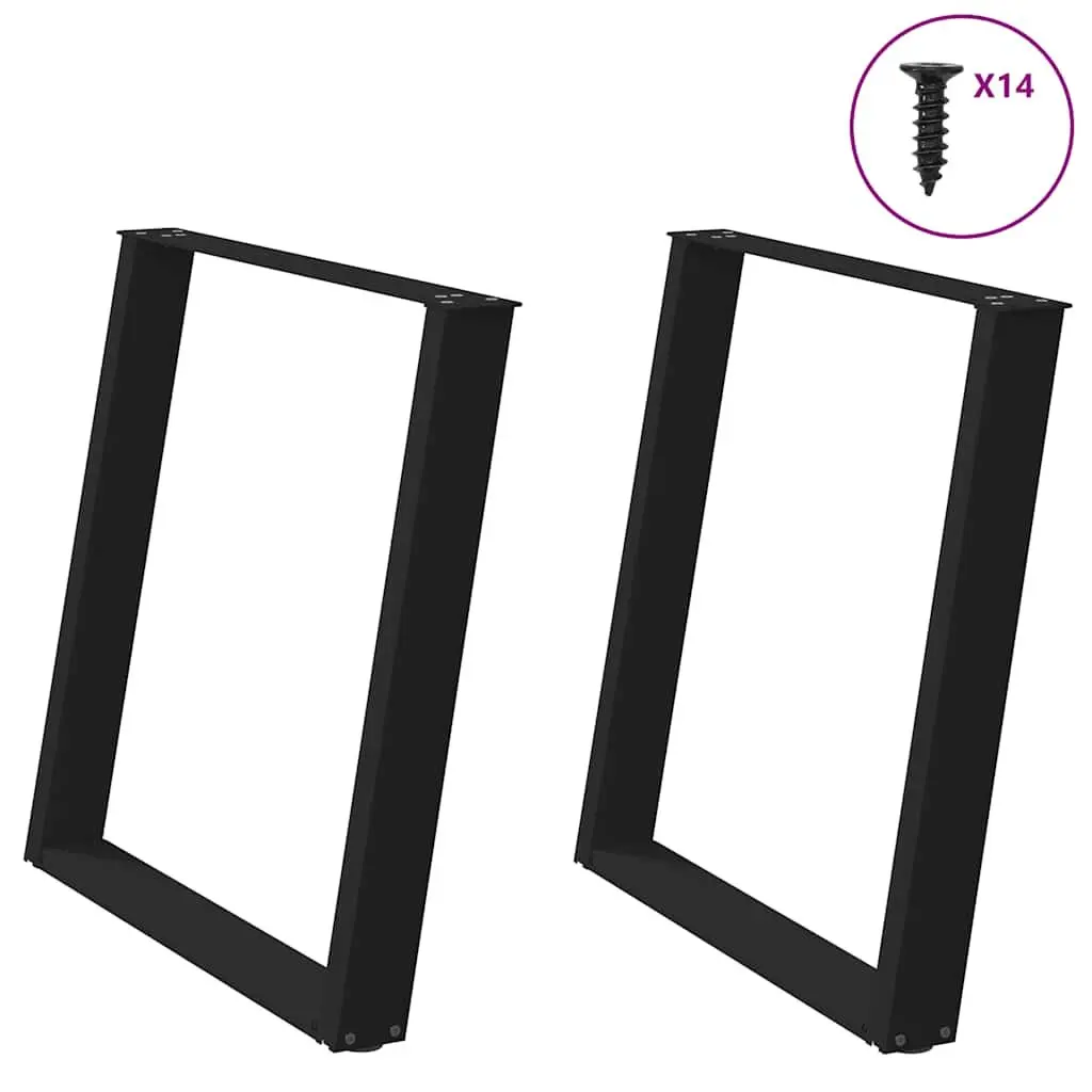Dining Table Legs Steel U-Shaped 70x72-73cm Black 2 pcs