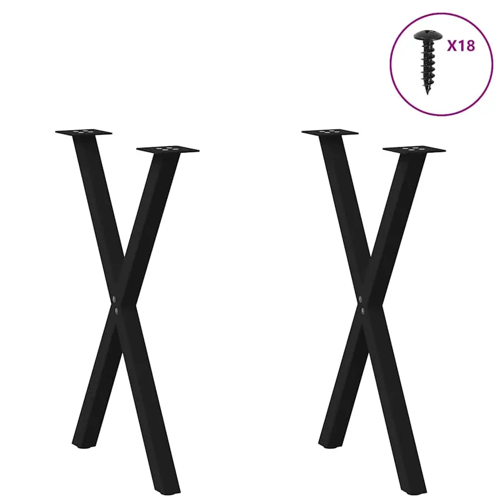 Dining Table Legs Steel X-Shaped 57x72cm Black 2 pcs