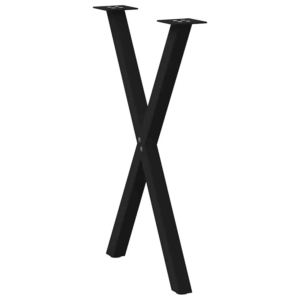 Dining Table Legs Steel X-Shaped 57x72cm Black 2 pcs