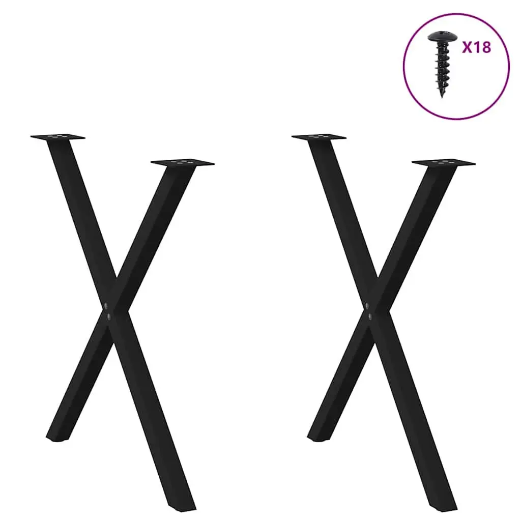 Dining Table Legs Metal X-Shaped Black 70x72-73cm