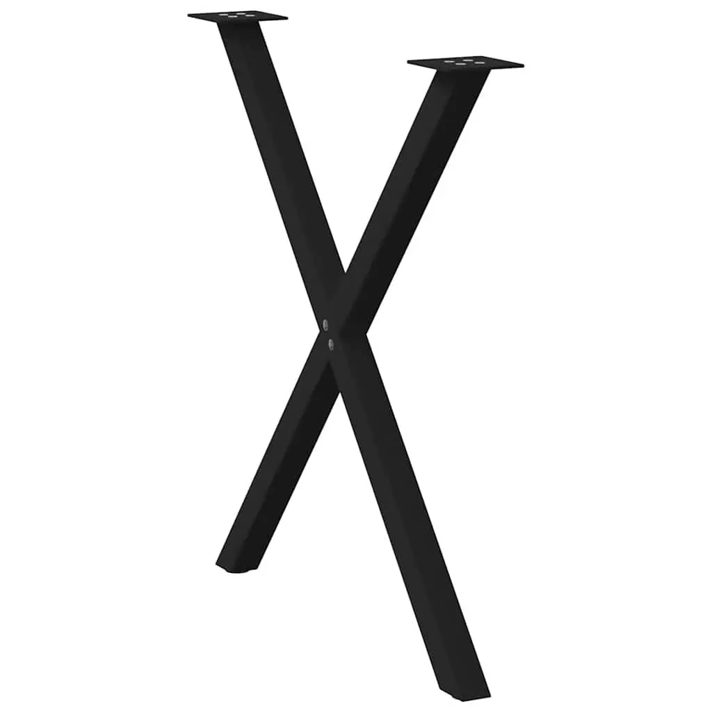 Dining Table Legs Metal X-Shaped Black 70x72-73cm