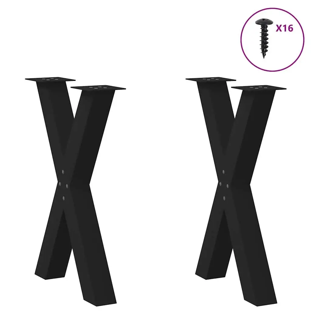 Dining Table Legs X-Shaped 2 pcs Black 60x72cm Steel Support Furniture