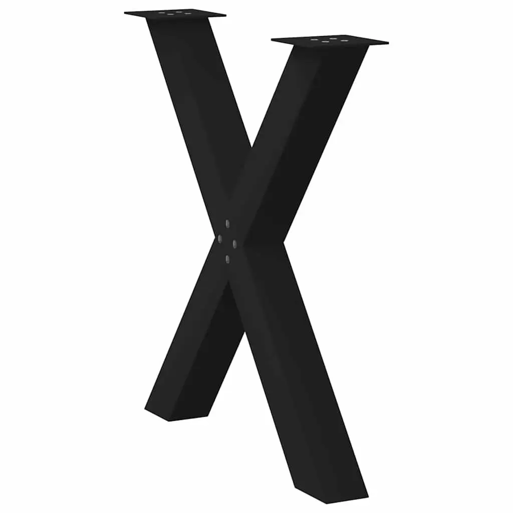 X-Shaped Dining Table Legs Steel Black Support 70cm Height 2 Pieces Furniture