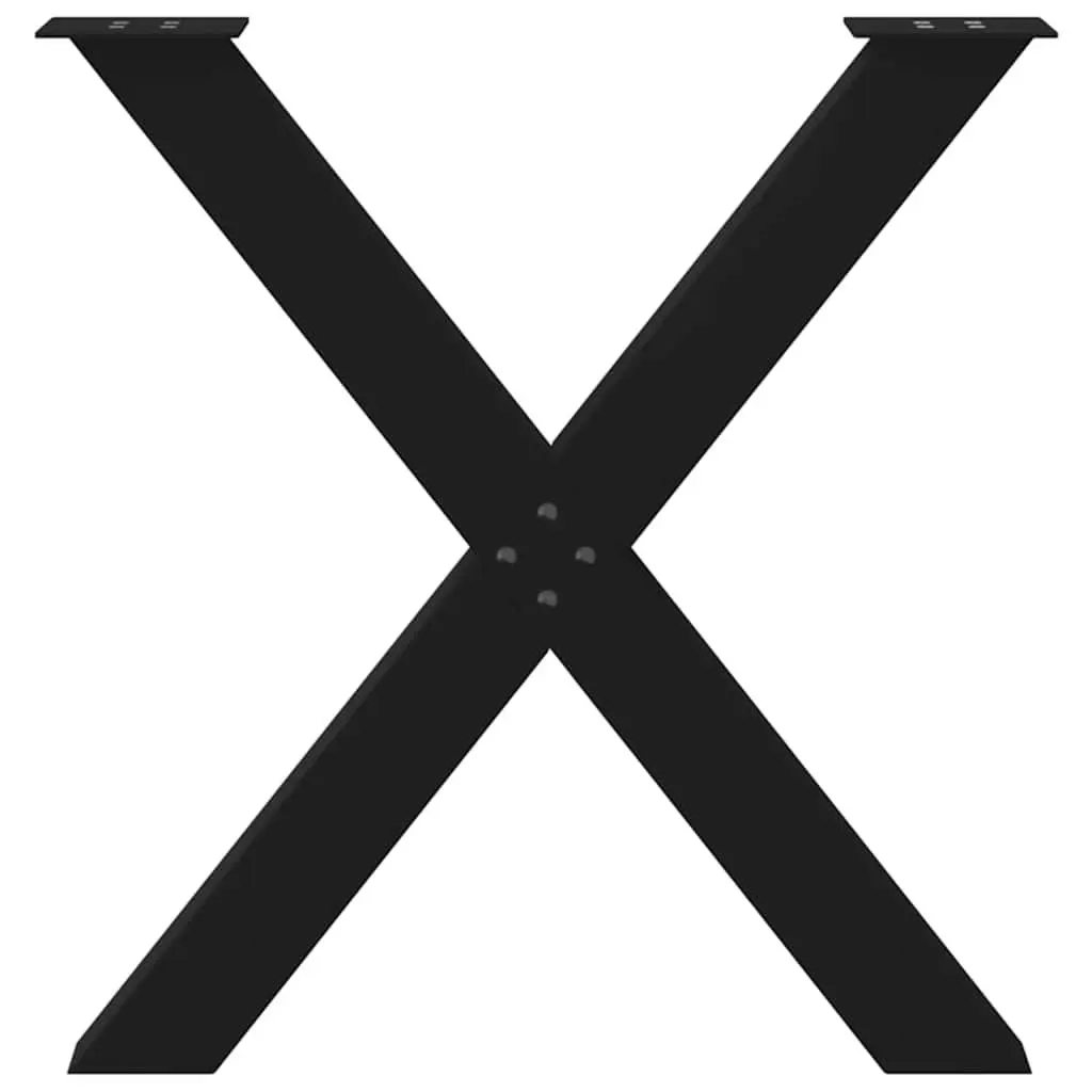 X-Shaped Dining Table Legs Steel Black Support 70cm Height 2 Pieces Furniture