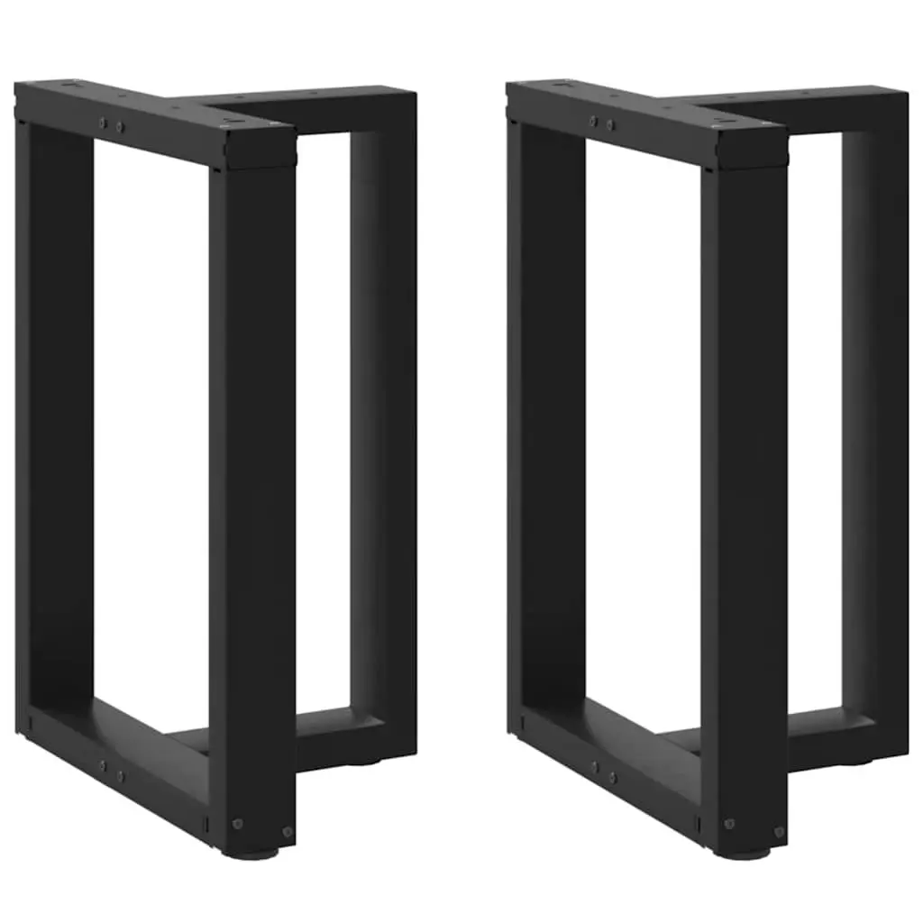 Dining Table Legs T-Shaped Black Powder-Coated Steel 2pcs