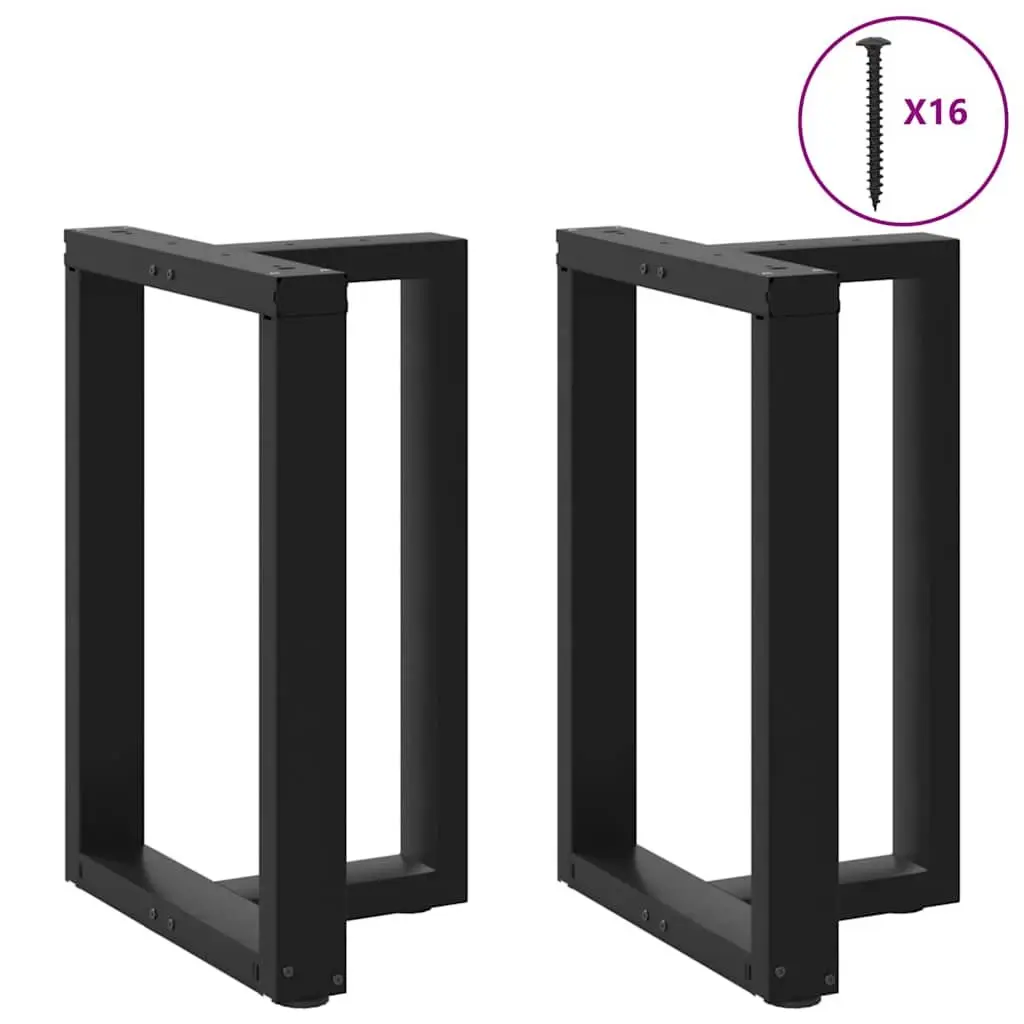 Dining Table Legs T-Shaped Black Powder-Coated Steel 2pcs