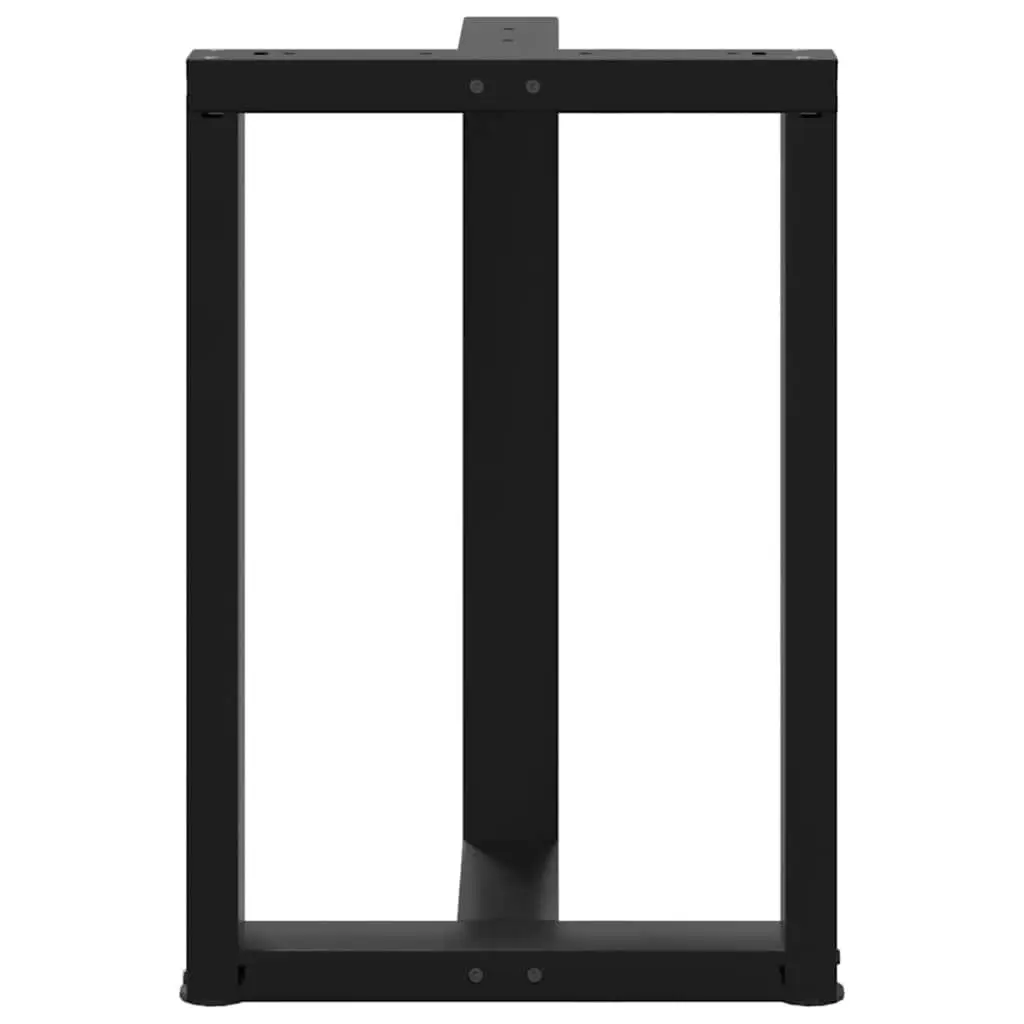 Dining Table Legs T-Shaped Black Powder-Coated Steel 2pcs