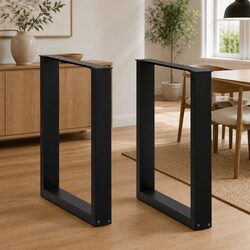Adjustable U-Shaped Steel Dining Table Legs in Black