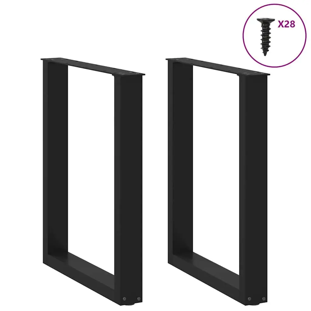 Dining Table Legs Steel U-Shaped 70x72-73cm Black 2 pcs