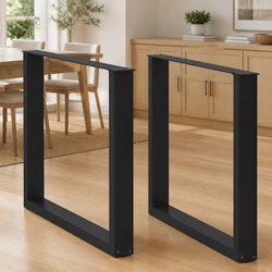 U-Shaped Steel Dining Table Legs - 2pcs Black 80x72-73cm