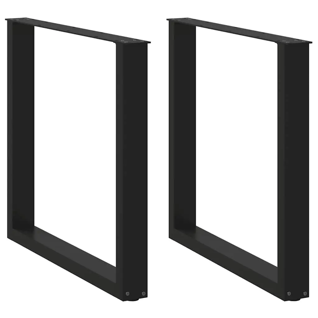Dining Table Legs Steel U-Shaped Black 80x72-73cm 2pcs