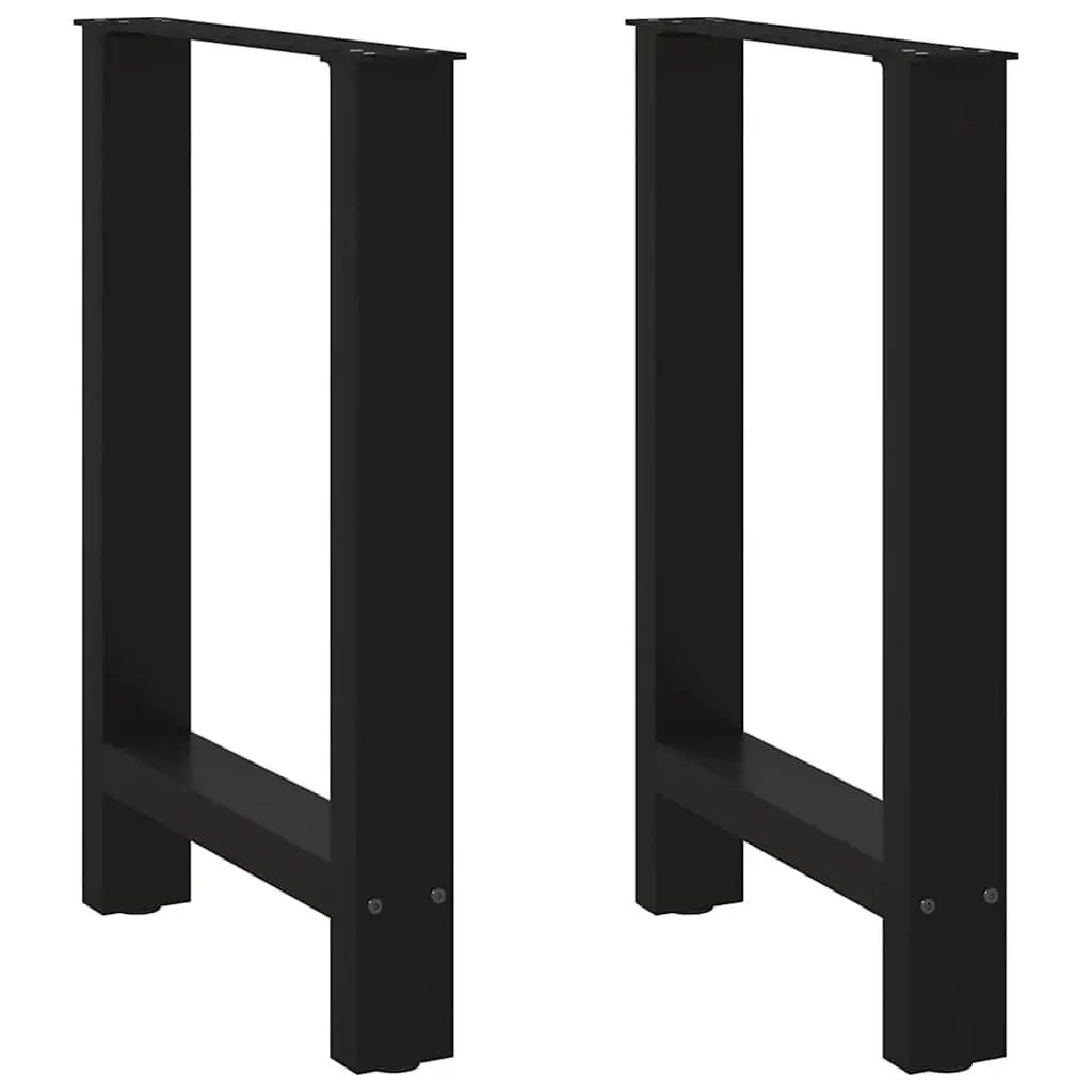 Dining Table Legs Black Steel Pair 60x72-73cm Square Design Adjustable Levelers
