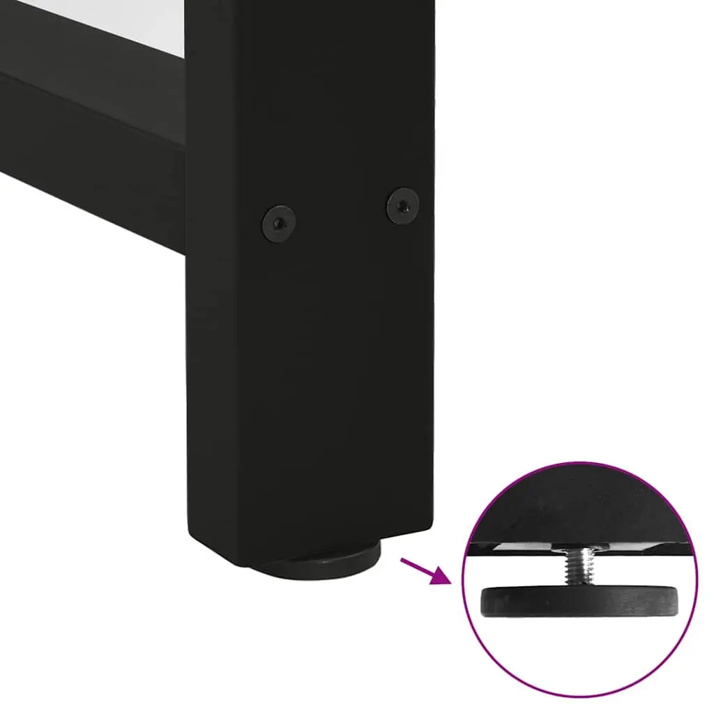 Dining Table Legs Black Steel Pair 60x72-73cm Square Design Adjustable Levelers