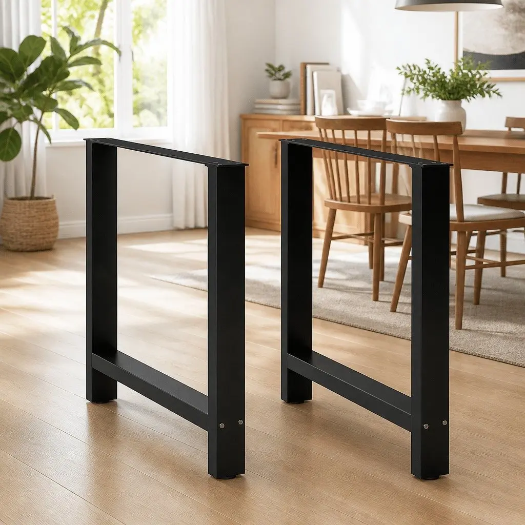 Black Steel Dining Table Legs with Adjustable Levelers
