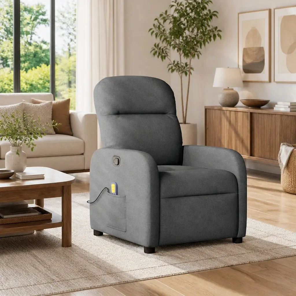 Grey Fabric Manual Reclining Massage Chair with 6 Points