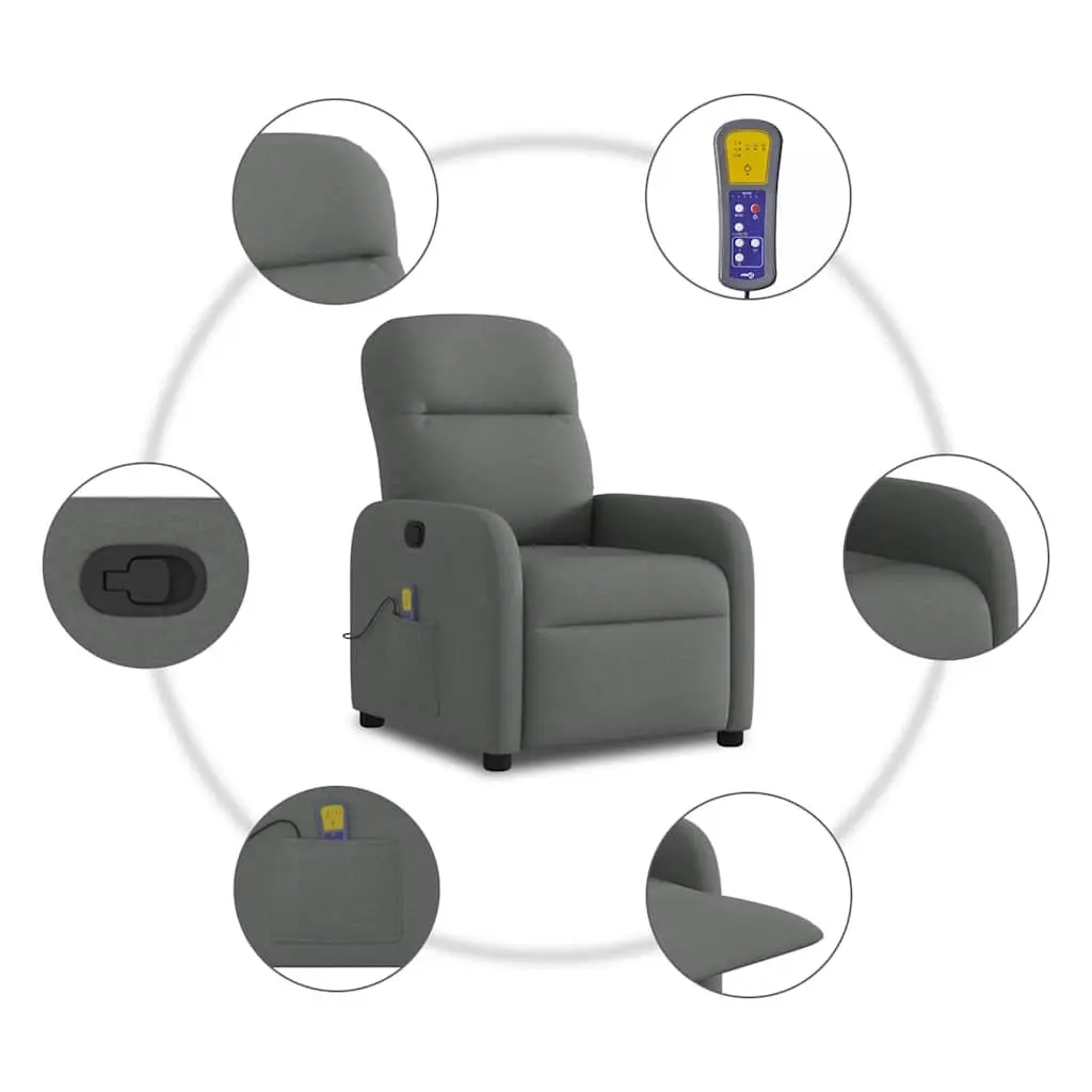 Grey Fabric Manual Reclining Massage Chair with 6 Points
