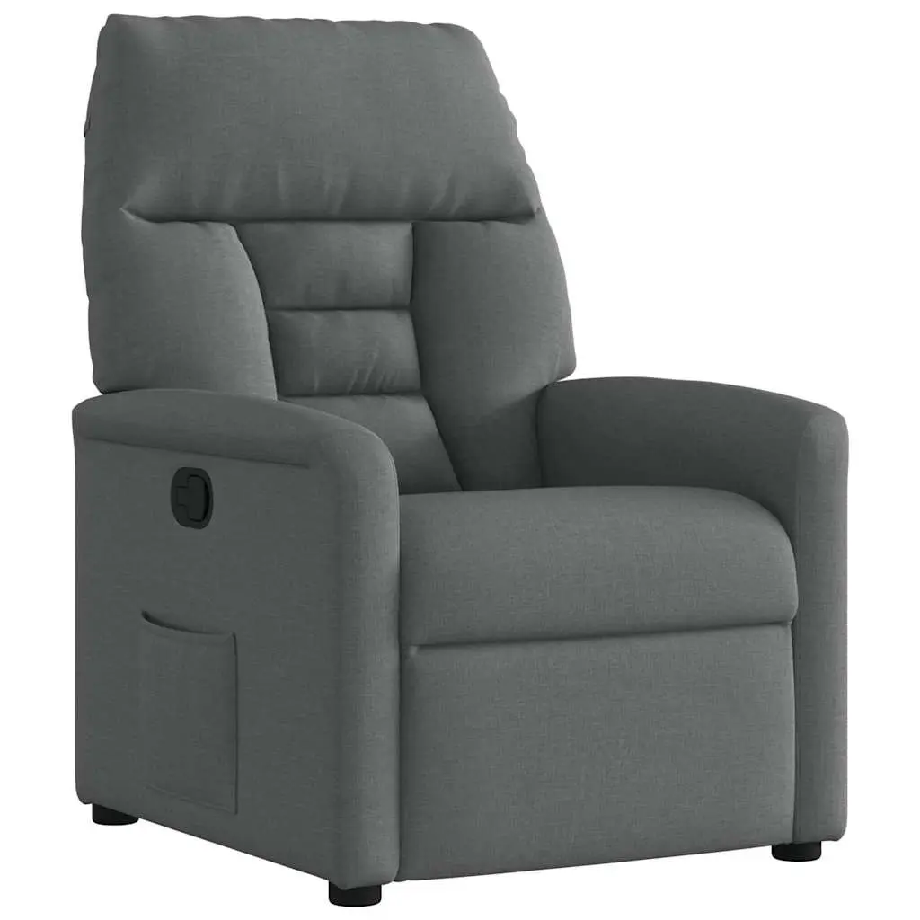 Manual Reclining Armchair in Grey Fabric with Durable Build