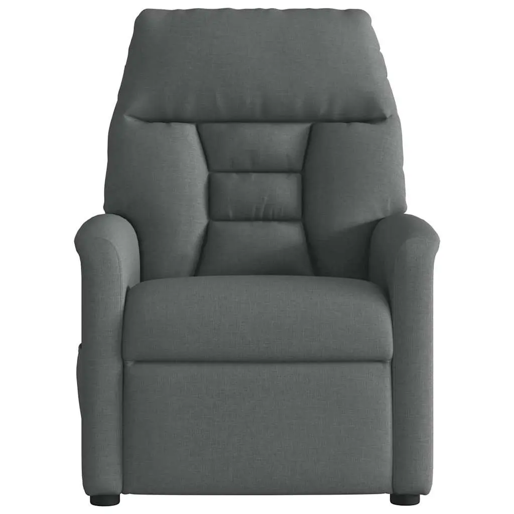 Manual Reclining Armchair in Grey Fabric with Durable Build