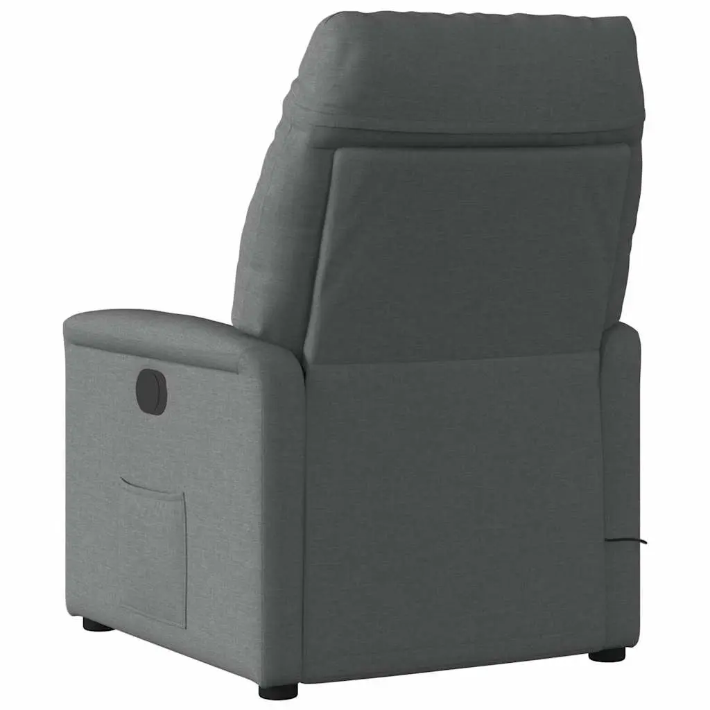 Manual Reclining Armchair in Grey Fabric with Durable Build