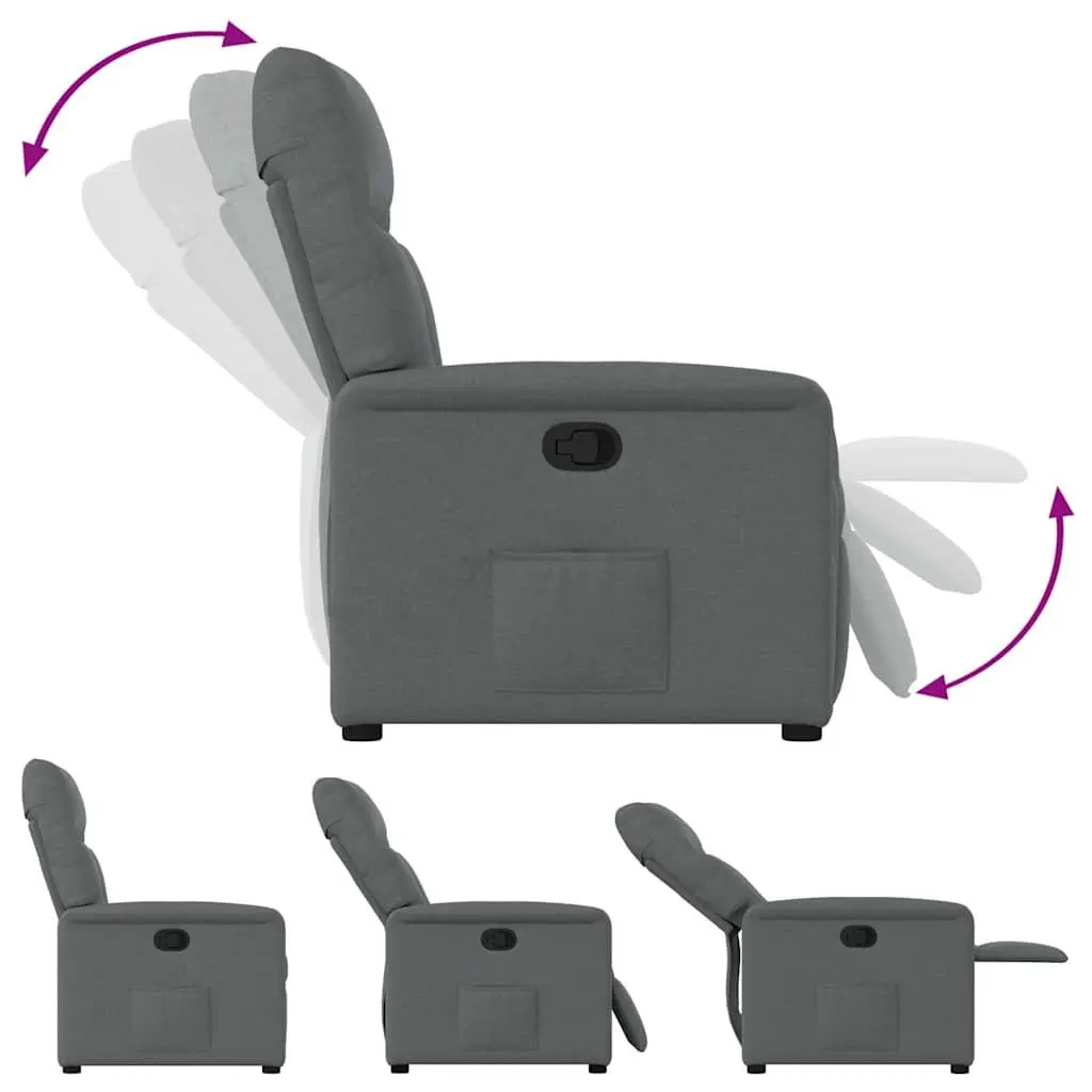 Manual Reclining Armchair in Grey Fabric with Durable Build