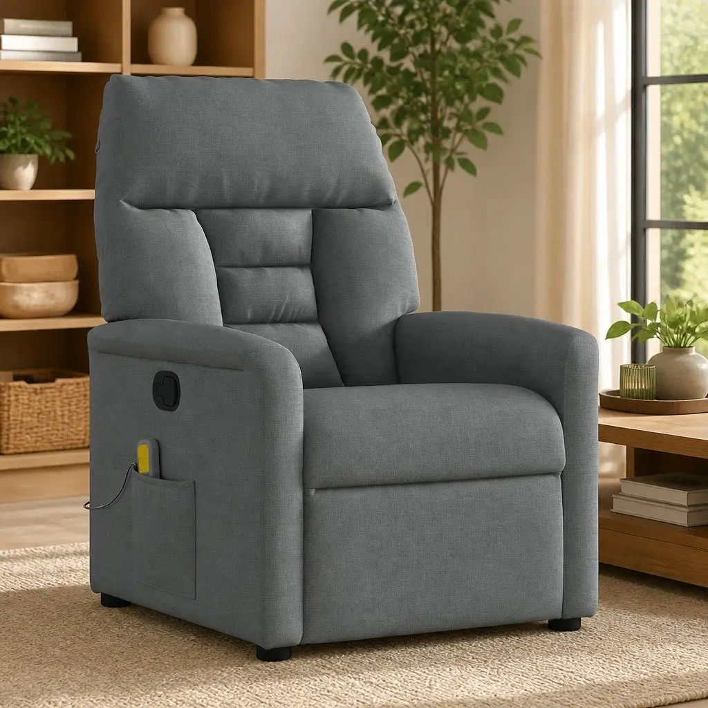 Grey Fabric Manual Reclining Massage Recliner Chair