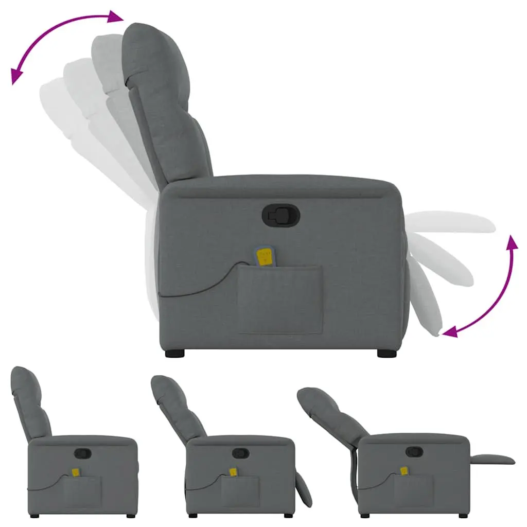 Grey Fabric Manual Reclining Massage Recliner Chair
