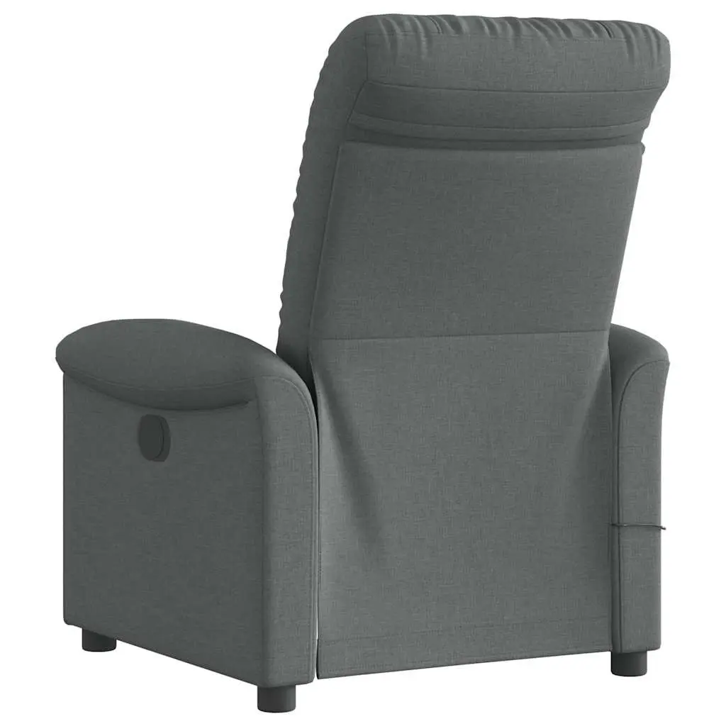 Massage Recliner Chair Fabric Grey Manual Reclining Armchair Vibration Footrest