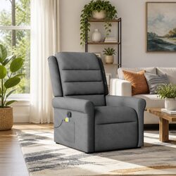Grey Fabric Massage Recliner Chair with Vibration Feature