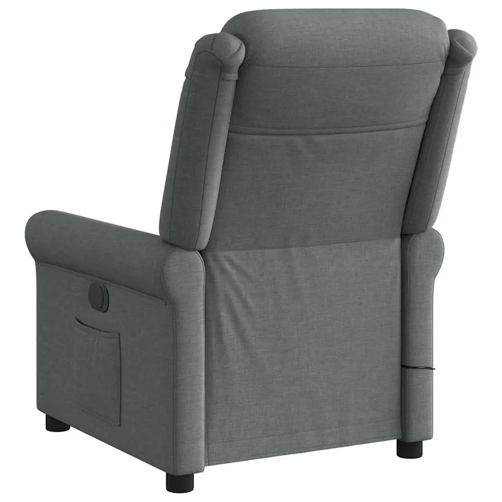 Massage Recliner Chair Fabric Grey Manual Recline Vibration Armchair