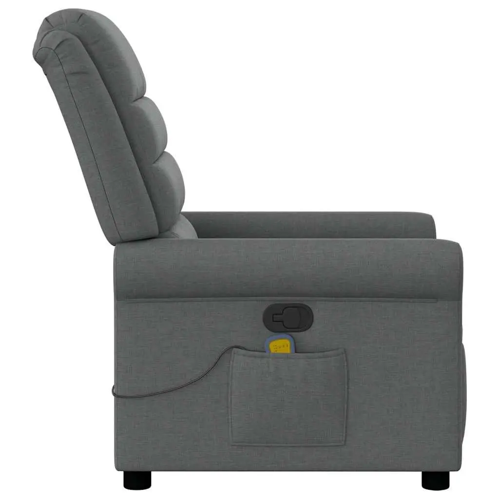 Massage Recliner Chair Fabric Grey Manual Recline Vibration Armchair