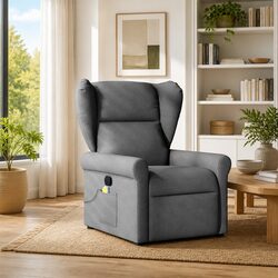 Grey Fabric Massage Recliner Chair with Manual Recline