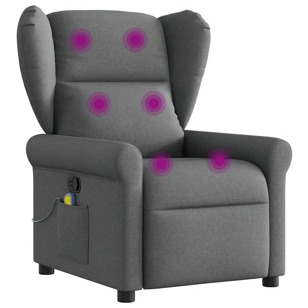 Grey Fabric Massage Recliner Chair with Manual Recline