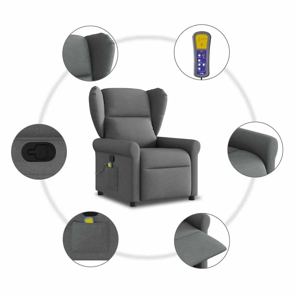 Grey Fabric Massage Recliner Chair with Manual Recline