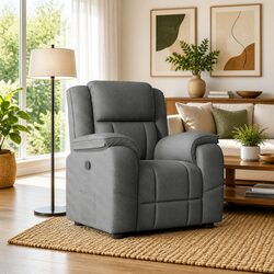 Dark Grey Manual Recliner Chair with Sturdy Construction