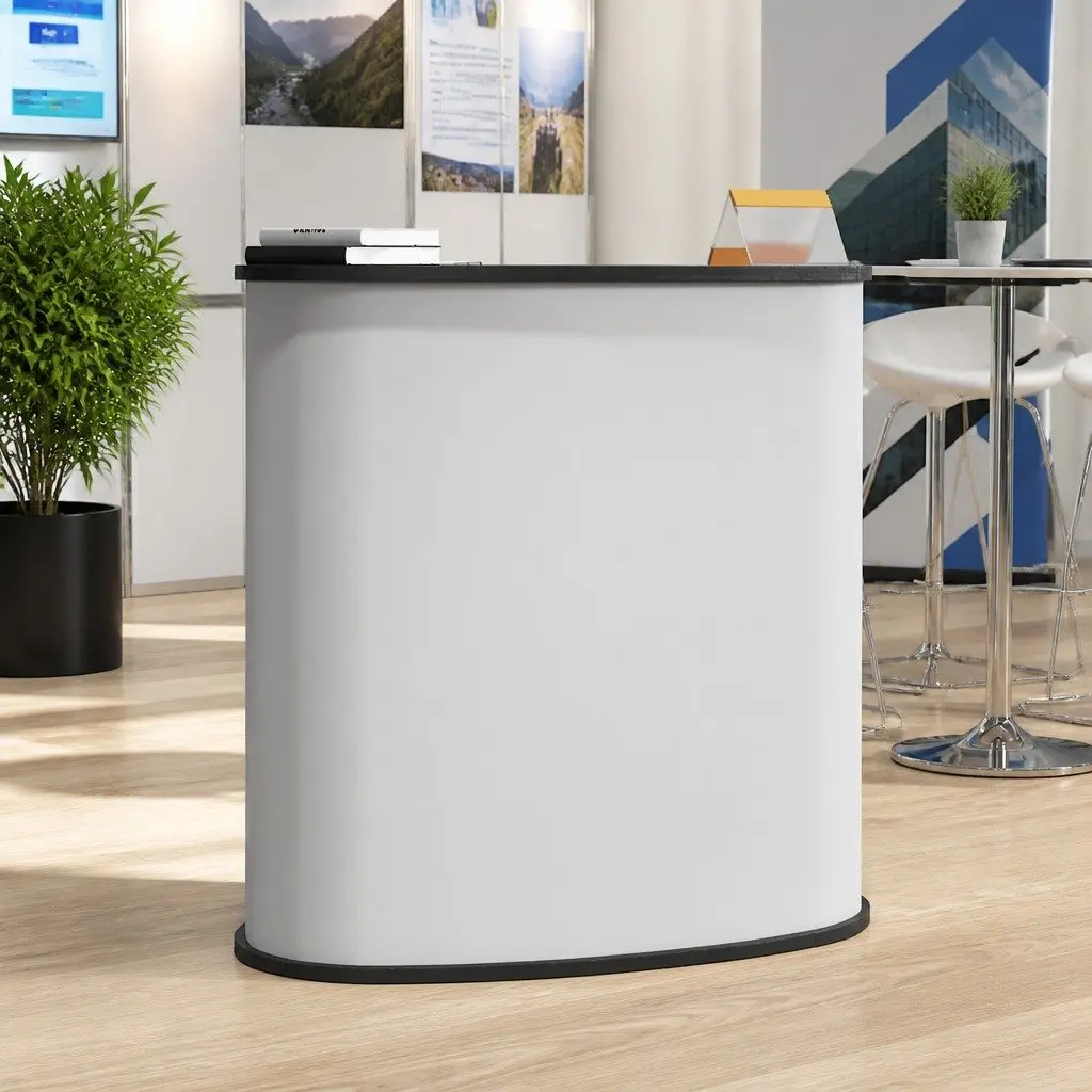 Trade Show Counter Engineered Wood 90x48x93cm White Foldable Portable Display