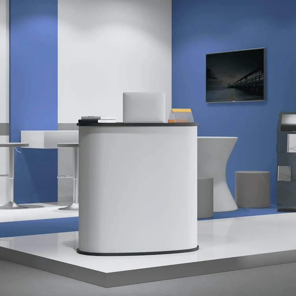 Trade Show Counter Engineered Wood 90x48x93cm White Foldable Portable Display