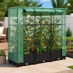 Durable Raised Garden Bed with Greenhouse Cover