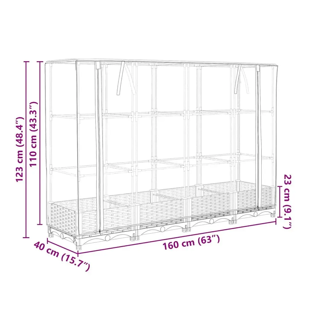 Raised Garden Bed with Greenhouse Cover 160x40x123cm Black