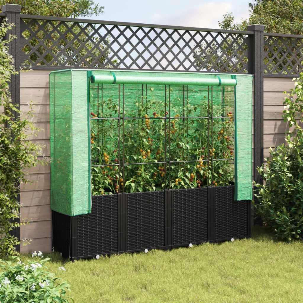 Raised Garden Bed with Greenhouse Cover 160x40x153cm
