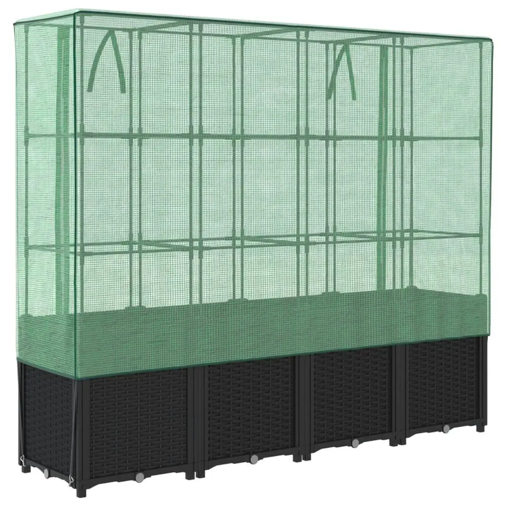 Raised Garden Bed with Greenhouse Cover 160x40x153cm