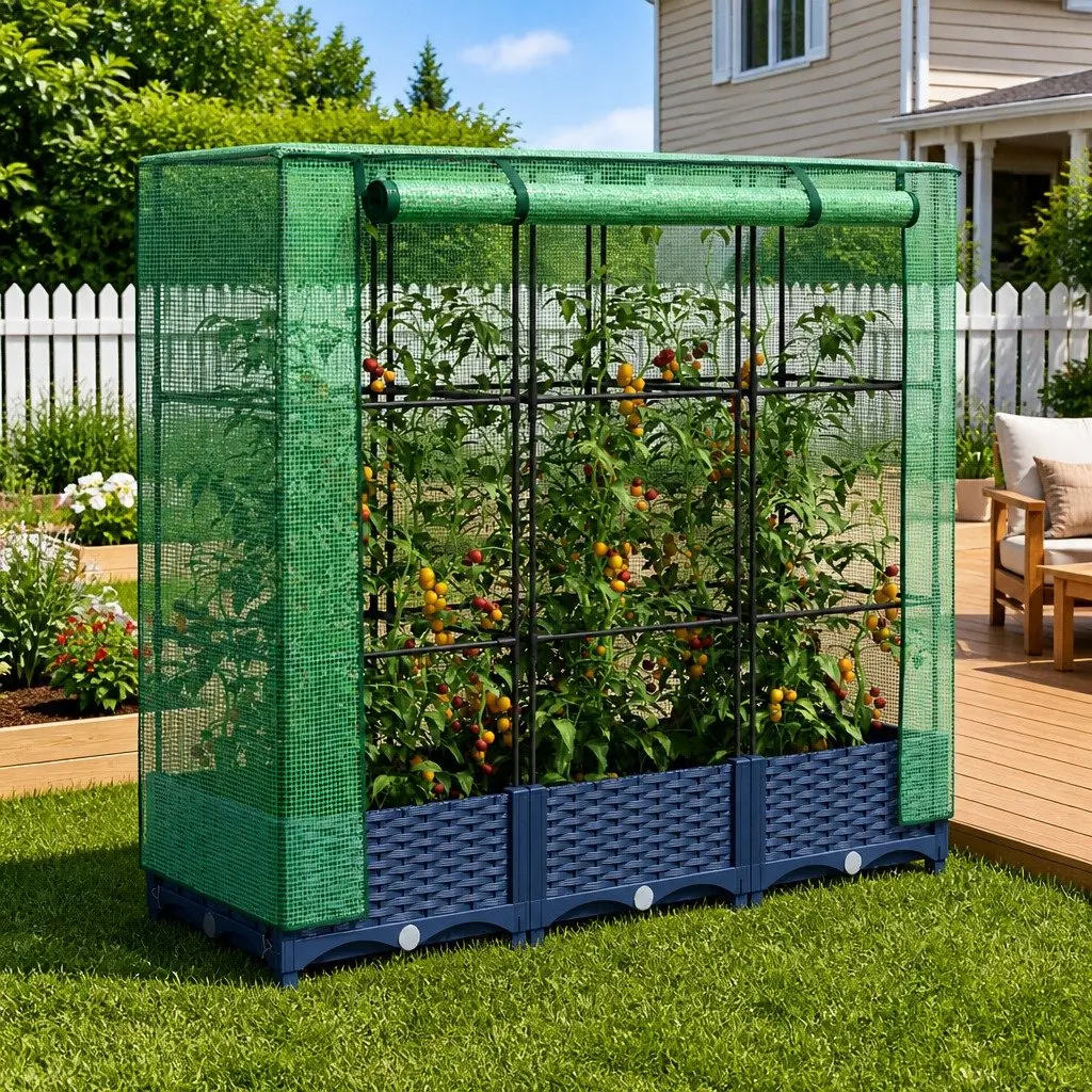 Raised Garden Bed Polypropylene Iron Tube 120 x 40 x 123 cm Grey