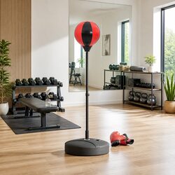 Punching Ball Set with Boxing Gloves Air Pump Adjustable Height 81-122cm