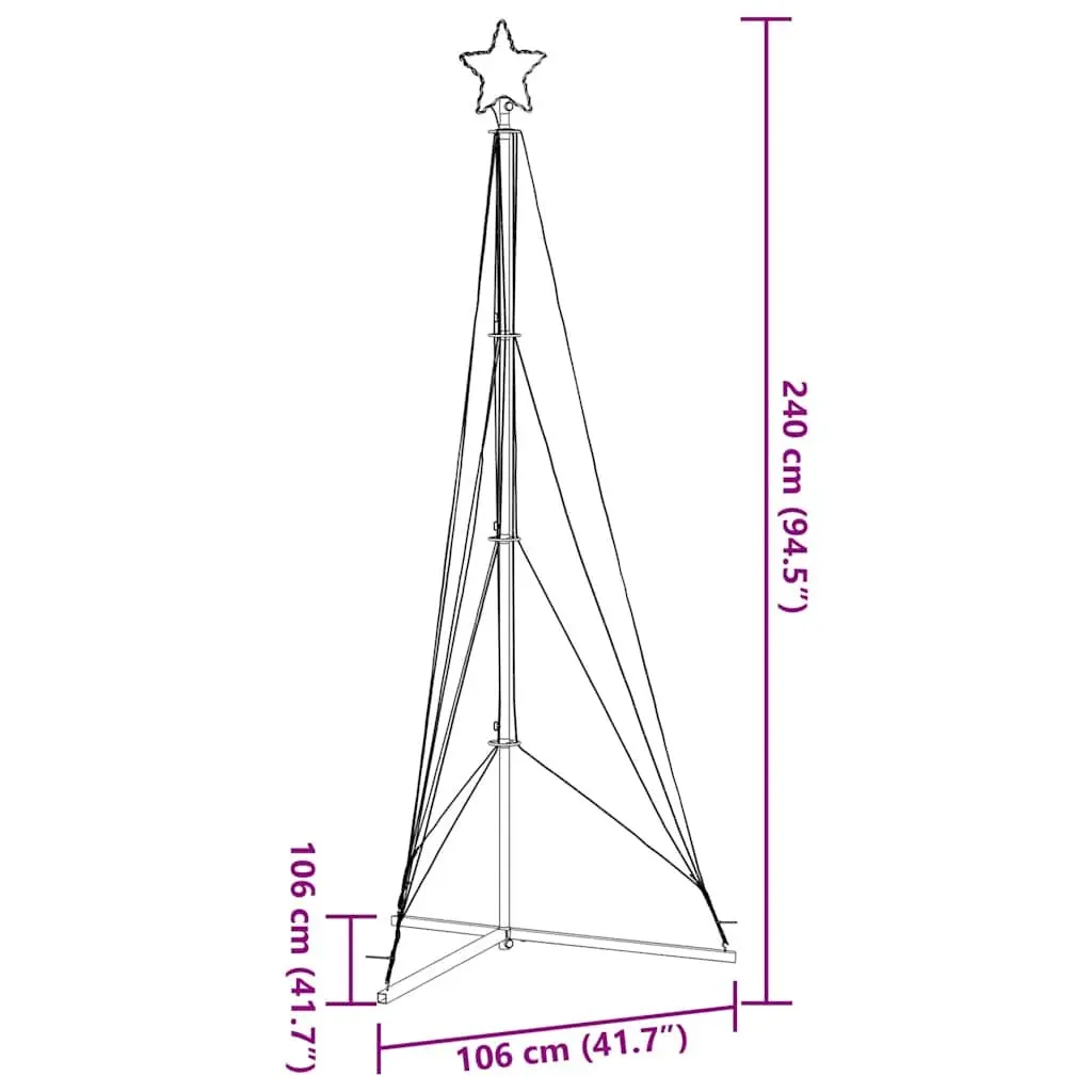 LED Christmas Tree 240cm Cold White Lights 8 Modes Indoor Outdoor