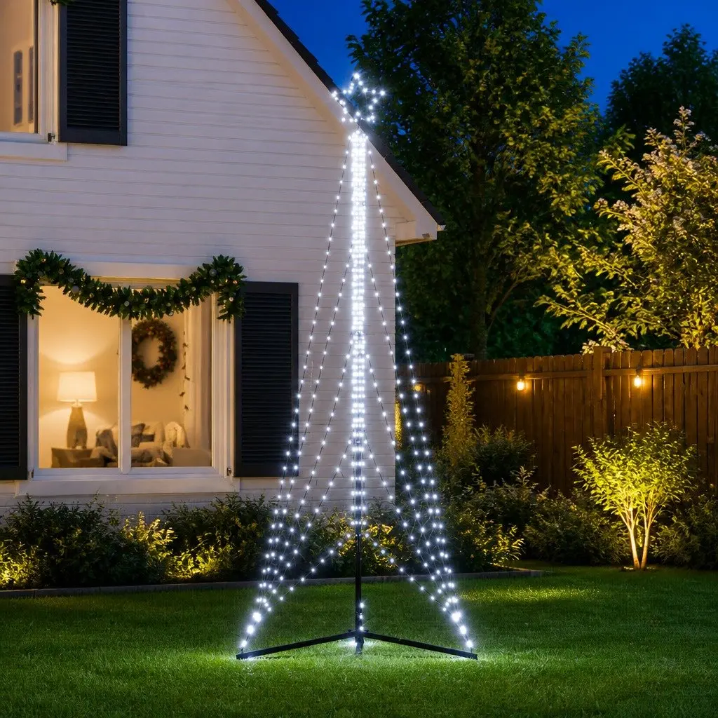 LED Christmas Tree Cold White 302cm with 525 Lights Indoor Outdoor Holiday Decoration