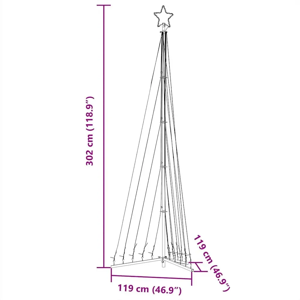 LED Christmas Tree 495 Lights Warm White 302cm Indoor Outdoor Holiday Decoration
