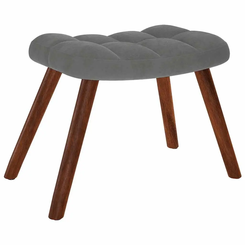 Grey Velvet Armchair with Footstool