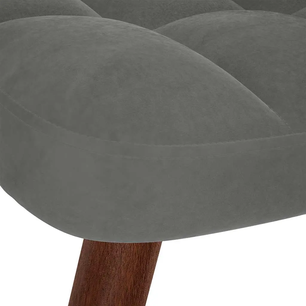 Grey Velvet Armchair with Footstool