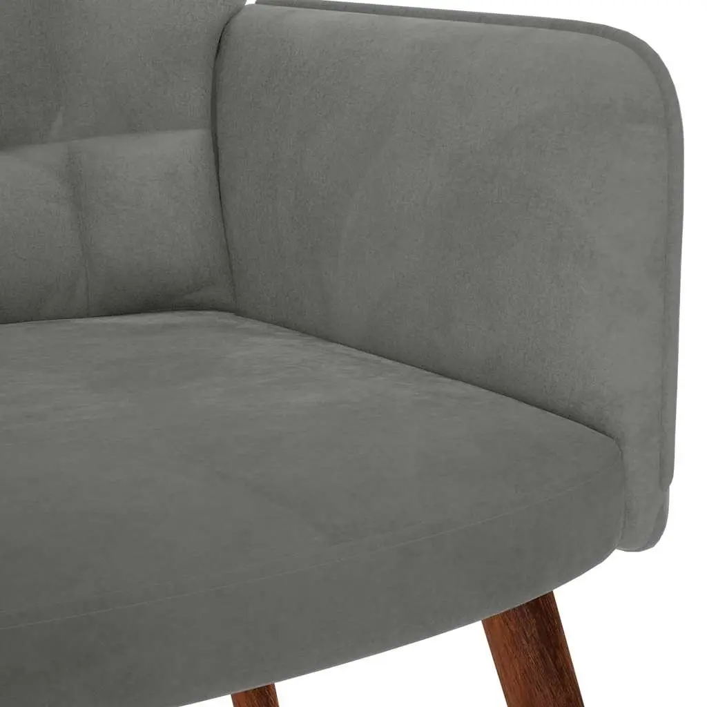 Grey Velvet Armchair with Footstool